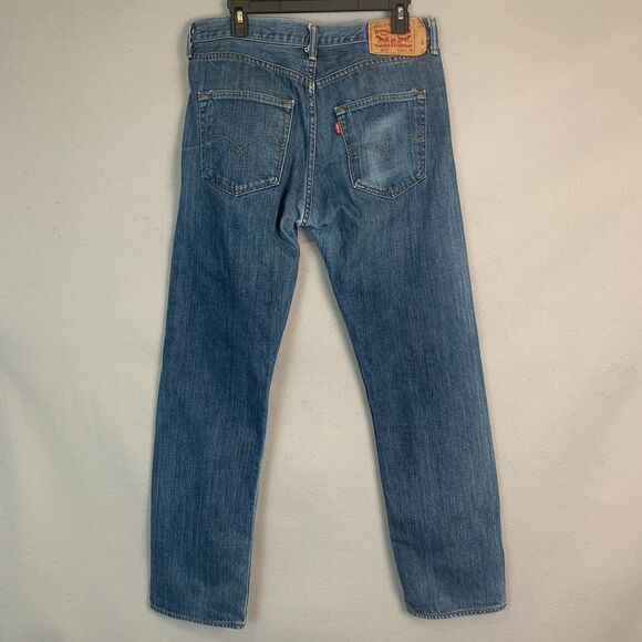 Levi’s 501 Original Fit Men’s Jeans Blue Denim Straight Leg Button Fly 34x32 - Picture 2 of 11